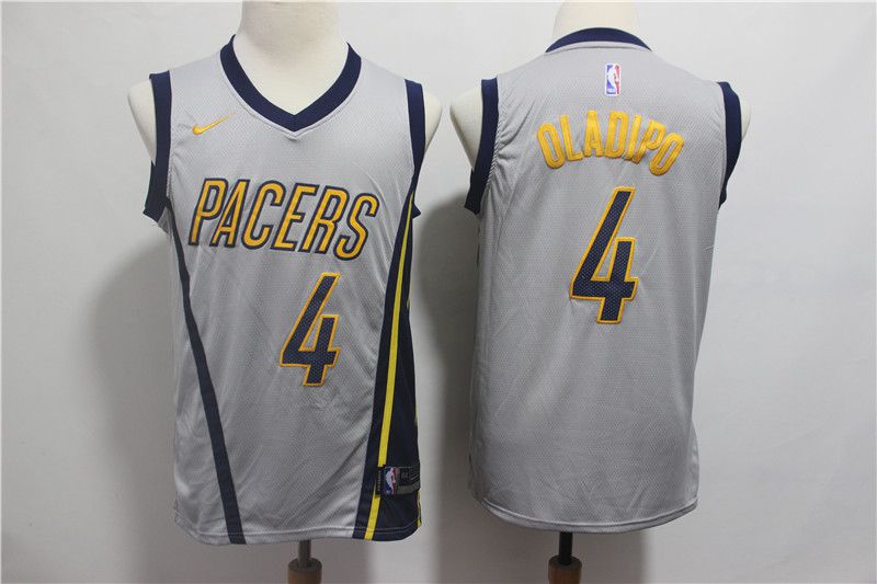 Men Indiana Pacers #4 Oladipo Grey City Edition Game Nike NBA Jerseys